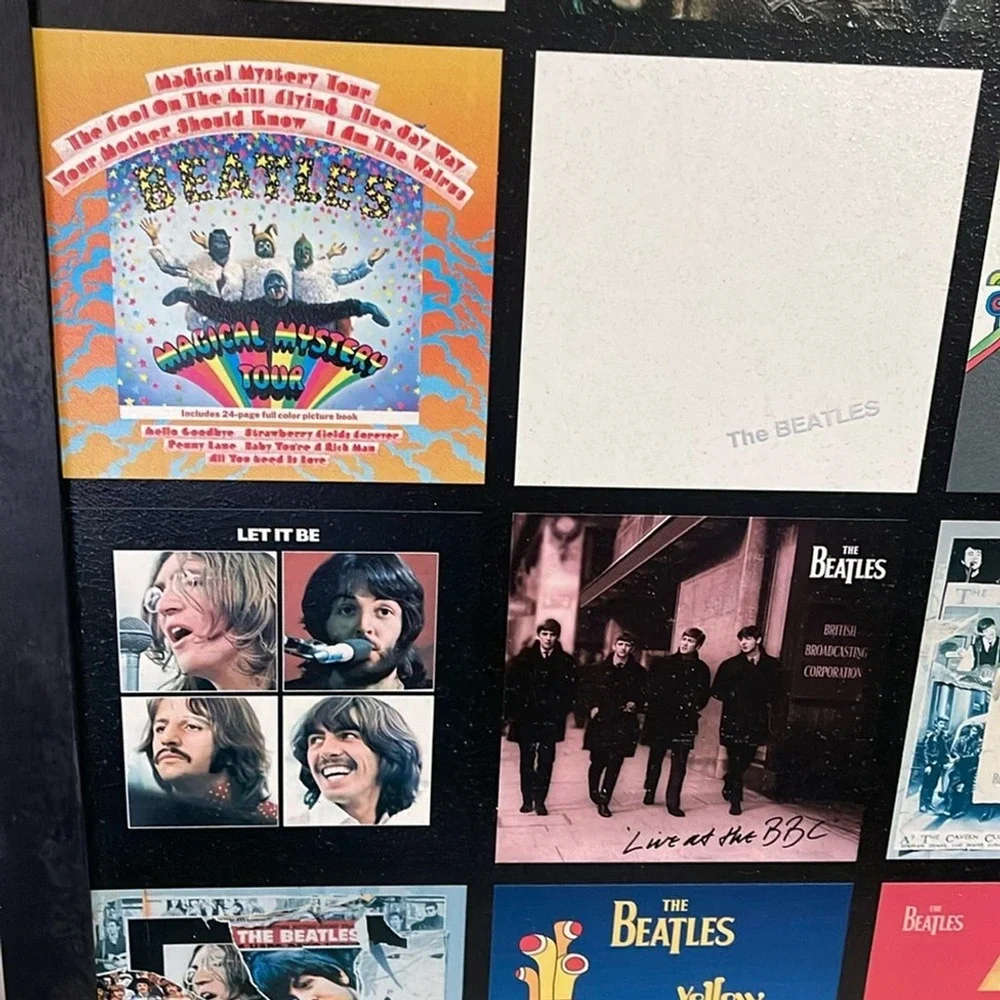 The Beatles Album‎ Cover Collage Framed Art 34x24 Glazed Wall Decor Black Frame